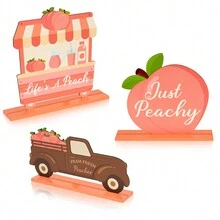 Bộ 3 đồ trang trí bằng gỗ có thể tháo rời chủ đề đào, thiết kế hoa văn in một mặt màu đào hồng, đồ trang trí để bàn bằng gỗ bền cho sinh nhật, kỷ niệm, thời gian gia đình, tụ họp bạn bè, chợ nông sản, tiệc ngoài vườn, phòng khách, phòng ngủ, phòng học, cửa hàng đồ uống - Nhiều màu - Xem 8