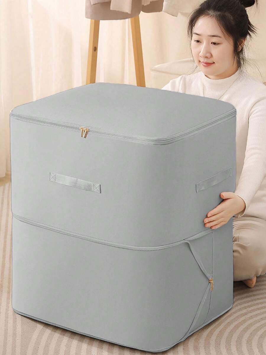 可收缩和可扩展的拉链舒适储物袋 - 织物毯子收纳袋 - 适用于亚麻布、床上用品、舒适物品、毯子、衣服、枕头、床单 - 带坚固手柄的可折叠袋