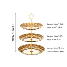 1pc Đế bánh tròn 2/3 tầng, Đế bánh cupcake tráng miệng bằng thép không gỉ, Đĩa đựng thức ăn, Đĩa đựng trái cây cho tiệc cưới, sinh nhật, tiệc trà - Nhiều màu - Xem 11