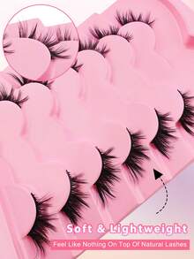 Nửa mi 7 cặp mi mắt mèo 16mm Mi tự nhiên, mi cong nhẹ, dễ thương, mi góc 3/4 trông giống như mi nối - Mi tự nhiên - Xem 5