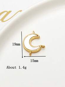 1 件铜镶嵌天然贝壳几何不对称星星月亮女孩扇面六角鱼尾祥云葫芦形四边形吊坠，DIY 珠宝配件适用于手链项链耳环 - 1個/包(銅+貝殼吊墜) - 查看 26