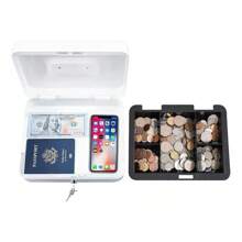 MEFENY Saf Security Money Box, Medium Matte Metallic Cash Box - White - View 4