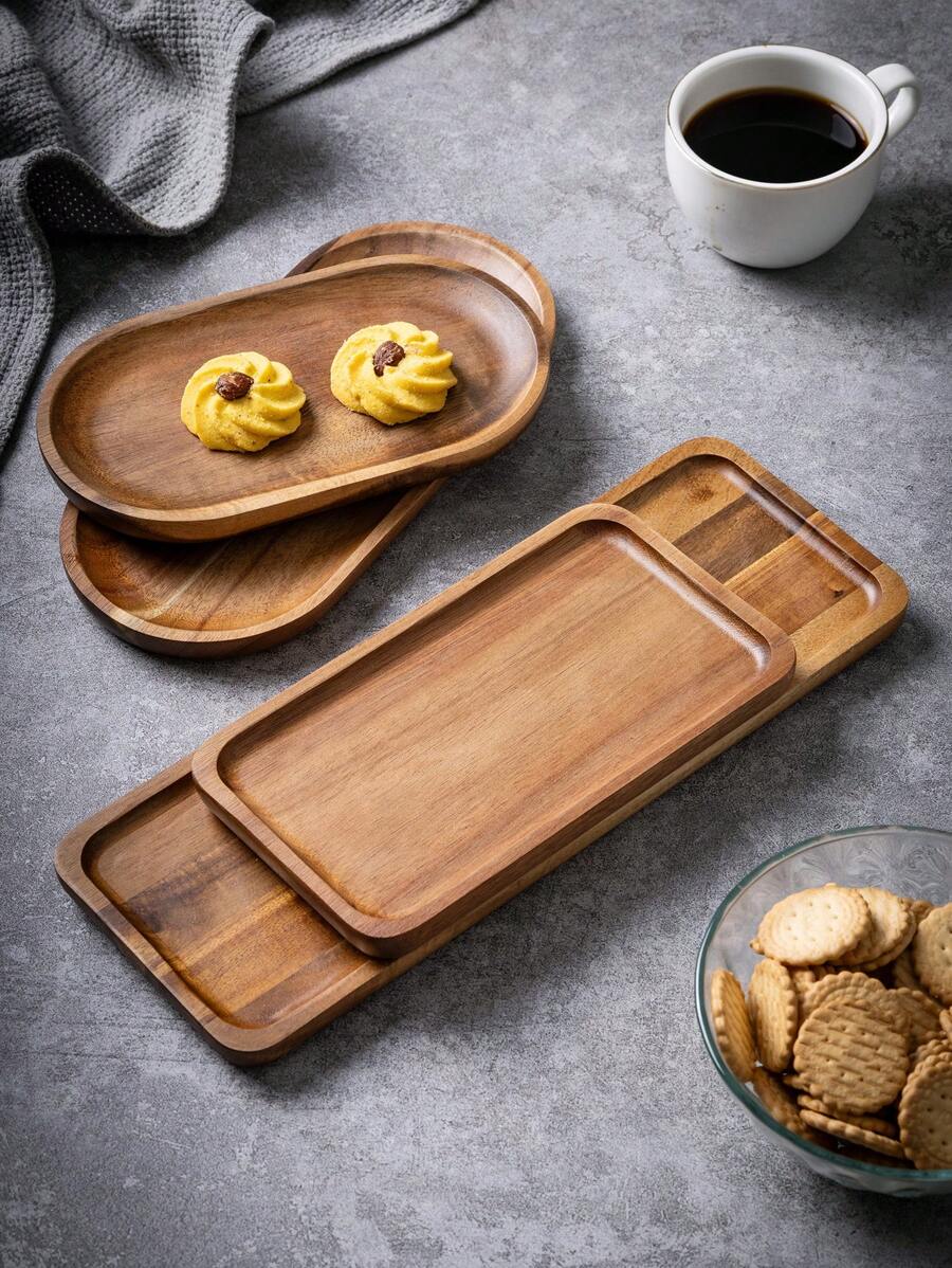1 Khay gỗ đựng đồ ăn đa năng cho món tráng miệng, pizza, bữa sáng - Hoàn hảo cho nhà bếp gia đình, nhà hàng, tiệc tùng và sự kiện ngoài trời - màu nâu - Xem 1