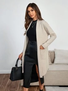 Women's Solid Color Versatile Vest Jacket, Autumn/Winter - Apricot - View 3