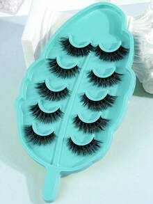 5pairs/Set 3D Faux Mink Hair Fluffy False Eyelashes With Leaf-Shaped Tray, Natural Looking, Thick And Soft,Dramatic Messy Mink Lashes Wispy Long 8D Volume Fake Eyelash Strips Charming Eye Lifting Look Eyelash Extension Kit Full Eyelash Strip To Lengthen And Volumize The Outer Corner Of Your Eye Beauty Makeupfor Everyday Use Travel, For Parties Or Gift For Women&Girls, Makeup Tool For Beauty - 交叉款 - 查看 3