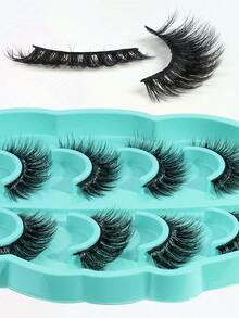 5pairs/Set 3D Faux Mink Hair Fluffy False Eyelashes With Leaf-Shaped Tray, Natural Looking, Thick And Soft,Dramatic Messy Mink Lashes Wispy Long 8D Volume Fake Eyelash Strips Charming Eye Lifting Look Eyelash Extension Kit Full Eyelash Strip To Lengthen And Volumize The Outer Corner Of Your Eye Beauty Makeupfor Everyday Use Travel, For Parties Or Gift For Women&Girls, Makeup Tool For Beauty - 交叉款 - 查看 8