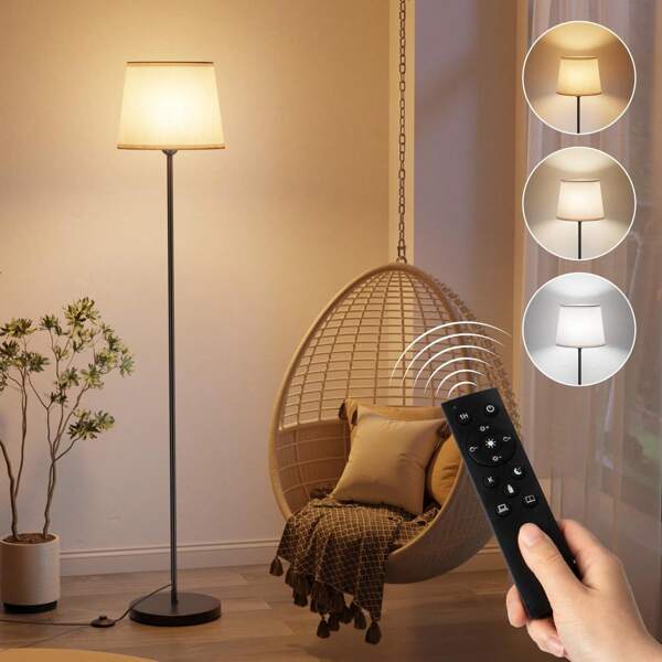 Lampadaire avec télécommande, lampadaire 800 lumens avec température de couleur réglable de 3000 K à 6000 K et gradation continue, minuterie 1H et fonction mémoire, lampe de salon avec télécommande