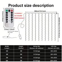 600/300/200/100 LED-gordijnverlichting, lichtsnoeren met afstandsbediening, 8 modi van gordijnverlichting, USB-voeding, koperen lichtsnoeren voor Kerstmis, Halloween, slaapkamer, raam, bruiloft, feestdecoratie, kamerdecoratie Kerstdecoratie Kerstverlichting Slaapkamerdecoratie Woondecoratie Feestdecoratie Vakantie Festival Kerstcadeau Thanksgiving Kerstboomdecoratie Ornamenten