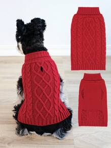 1pc Classic Pattern Pet Sweaters Soft And Cozy Knitwear For Small Middle Large Dogs, Thickened Knitted Turtleneck Design Elastic And Warm Puppy Winter Apparel For Boy And Girl Dogs