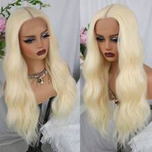 26inch Wavy Blonde Lace Front Wig Long Loose Wave 13x4x1 Middle Part Pre Plucked Heat Resistant Synthetic Lace Front Wigs For Fashion Women Girls Cosplay Party  Daily Wear - 金髮女郎 - 查看 3
