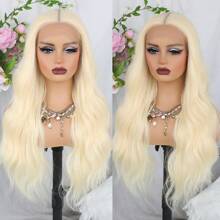 26inch Wavy Blonde Lace Front Wig Long Loose Wave 13x4x1 Middle Part Pre Plucked Heat Resistant Synthetic Lace Front Wigs For Fashion Women Girls Cosplay Party  Daily Wear - 金髮女郎 - 查看 6