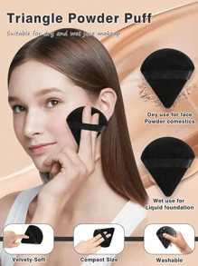 45 Pcs Makeup Brush Set, Includes: 20pcs Makeup Brushes (Foundation, Powder, Eyebrow, Blush, Highlighter, Eyeshadow, Mascara, Eyeliner, Contour, Detail, Nose Shadow, Face), 1 Makeup Bag, 3 Makeup Sponges, 5 Powder Puffs, 10 Finger-Tip Powder Puffs, 3 Mini Makeup Sponges, 1 Makeup Brush Cleaning Palette, Suitable For All Skin Types, Perfect For Summer Makeup