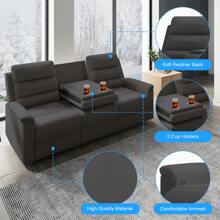 Loveseat Recliner Sofa, Reclining Loveseat With Console, Reclining Home Theater Seating Recliner Chair For Living Room, Reclining Couch With Storage, Cup Holders, Adjustable Backrest - Dark Grey - View 3