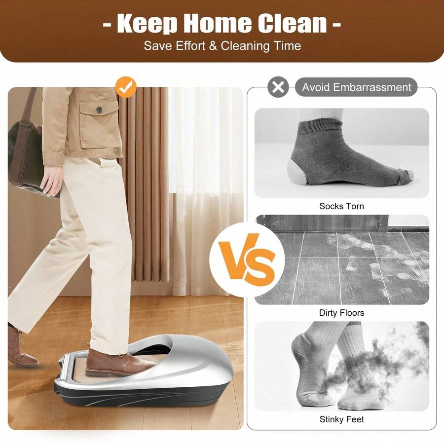 OUKANING Automatic Shoe Cover Dispenser Machine With 1 Roll Overshoe