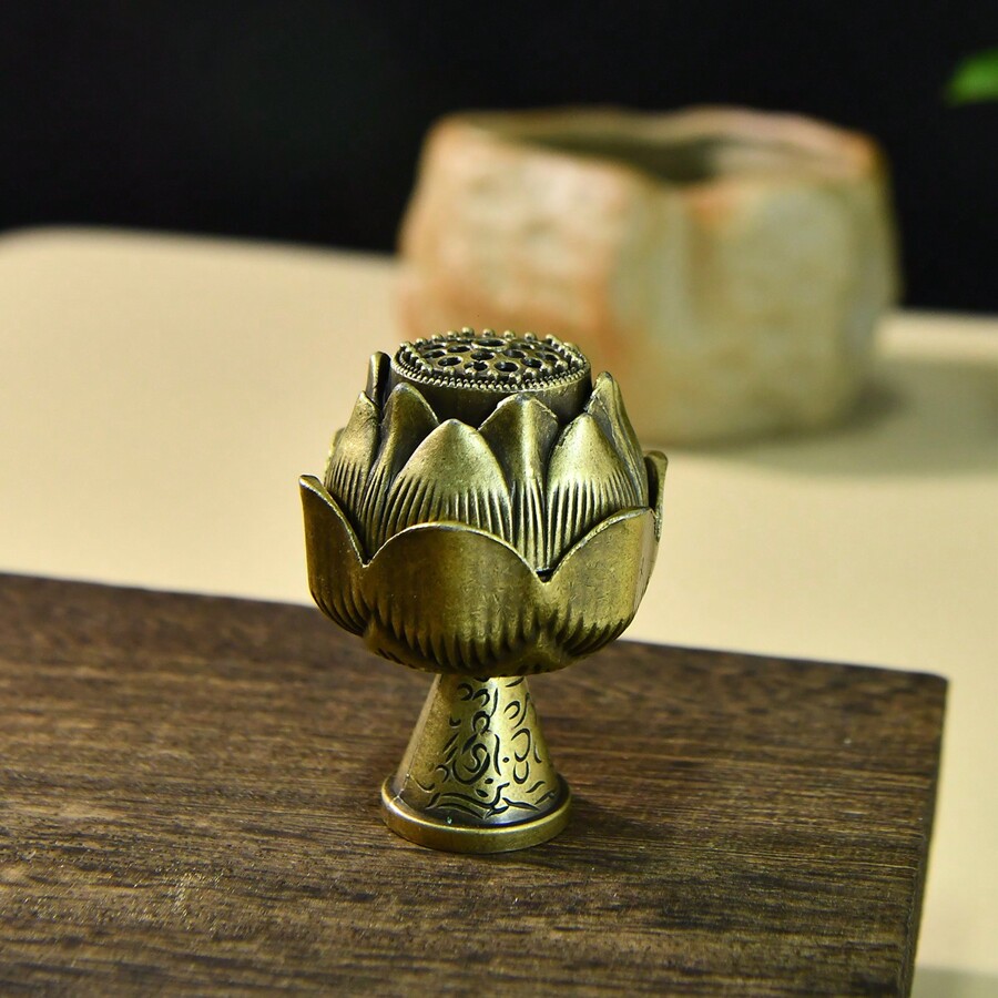 1pc Hollow Lotus Incense Burner With Pedestal, Incense Holder Comes