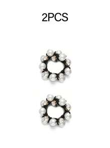 Women's Retro Style Hair Accessories Set, Including Ponytail Ties, Faux Pearl Trim Hair Scrunchies, And Rhinestone Decor (No Cardboard) - Ponytail Ties, Hair Bands, Elastic Hair Ties, Hair Scrunchies, Hair Rings, Gifts, Hair Ties Head Accessories Rubber Bands Holiday Accessories For Outdoor Activities, Vacation, Travel, Outfit Accessories, And Gifting,Festival,Party - Multicolor - View 19