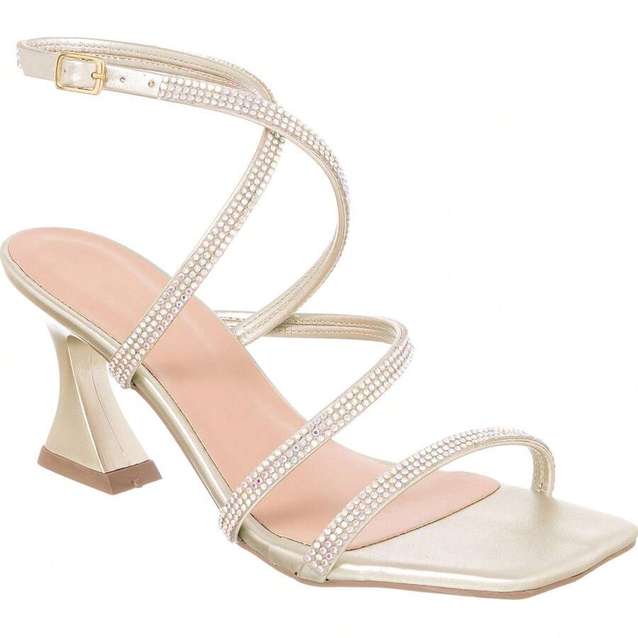 Di Valerina Women's Sandals With Shiny Rhinestone Heels For Luxury Parties - Vàng - Xem 1