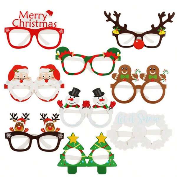 9 paia di divertenti occhiali di carta a forma di Babbo Natale, albero di Natale ed elfo - accessori per feste, photobooth e decorazioni natalizie - accessori originali per celebrazioni delle festività, decorazioni natalizie per esterni, regali di Natale