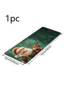 1PC/2PCS Memory Sponge Farmhouse Christmas Kitchen Carpet, Christmas Element Pattern Printing Decoration, Door Door Carpet Anti Slip Back Mat, Bedroom Bathroom Kitchen Floor Mat, Christmas Decoration