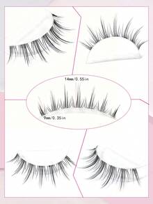 Asiteo 10 Pairs Cartoon Style Thin False Eyelashes, Makeup Delicate Lashes With Transparent Band, Natural Look For Daily Wear - 黑色 - 查看 2