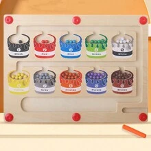 Trò chơi phân loại hạt gỗ từ tính, đồ chơi giáo dục nhận biết màu sắc và đếm cho trẻ em - Nhiều màu - Xem 2