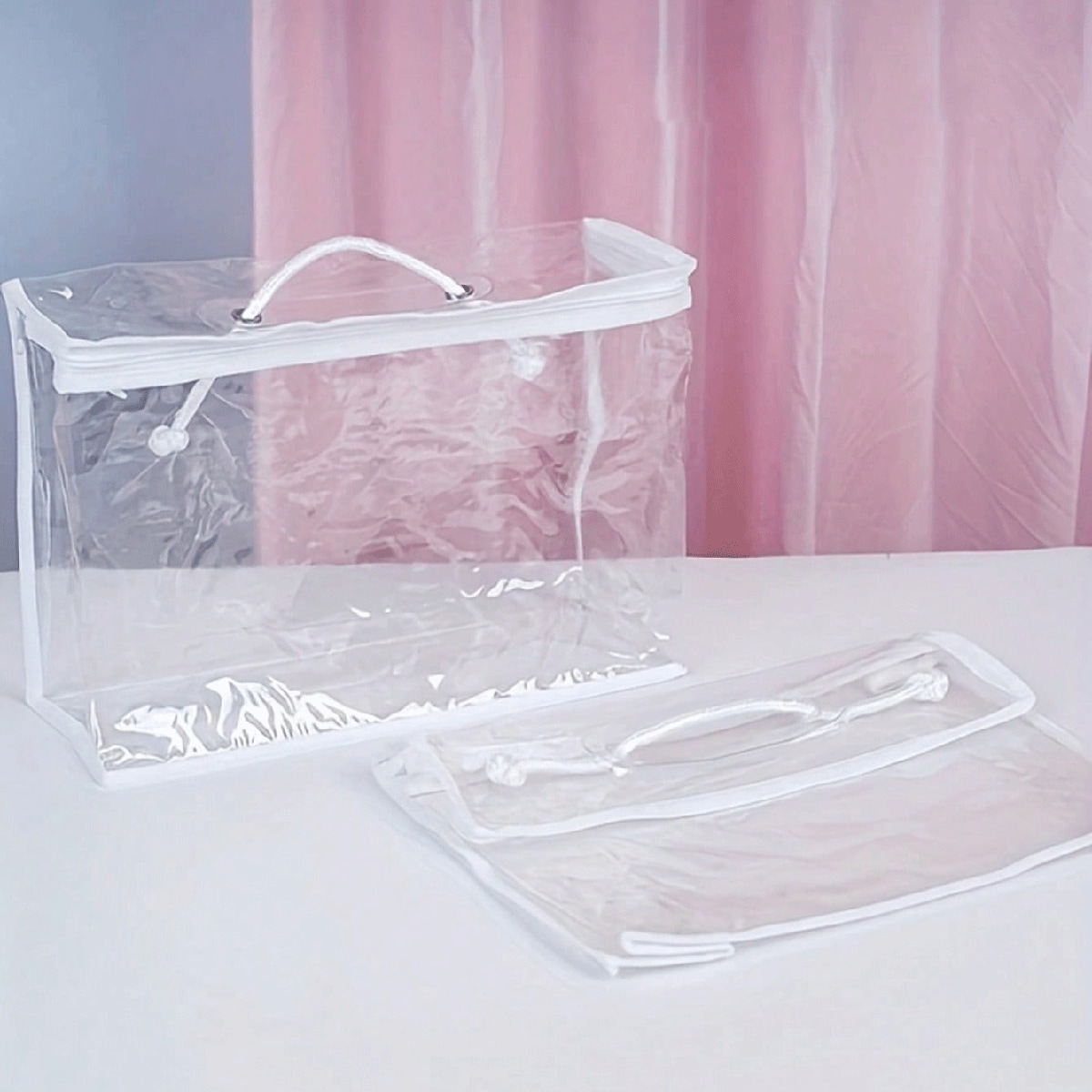 Clear Clothes Storage Bags PVC Organizers With Reinforced Handle Vinyl Storage Bag For Comforter, Blanket, Bedding, Duvet, Transparent Moving Totes With Sturdy Zipper, Waterproof Bedding Blanket Packaging Bag, Large Capacity Travel Accessories Organizer, Clear Zippered Organizers, Transparent Zipper Storage Bag For Clothing, Linens, And More