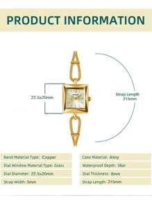 BIDEN 1pc Fashion Quartz Watch, Exquisite And Compact, Suitable For Women, Ergonomic Design, Elegant And Practical, 3ATM Waterproof, Available In Multiple Colors, Ideal Gift For Girls - Gold - View 4