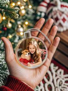 1 pieza Adorno de Navidad personalizado con foto, adorno de Navidad con imagen personalizada, forma redonda, accesorio colgante de decoración conmemorativa, decoración de escena, decoración de habitación, decoración del hogar, decoración de fiesta navideña, decoración navideña, mejor regalo para Navidad y vacaciones, regalo para papá/mamá/ella/él/novia/novio/mascotas, regalo de cumpleaños para parejas, regalo de boda, regalo de aniversario, regalo de inauguración de casa