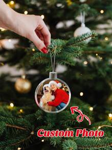 1 pieza Adorno de Navidad personalizado con foto, adorno de Navidad con imagen personalizada, forma redonda, accesorio colgante de decoración conmemorativa, decoración de escena, decoración de habitación, decoración del hogar, decoración de fiesta navideña, decoración navideña, mejor regalo para Navidad y vacaciones, regalo para papá/mamá/ella/él/novia/novio/mascotas, regalo de cumpleaños para parejas, regalo de boda, regalo de aniversario, regalo de inauguración de casa