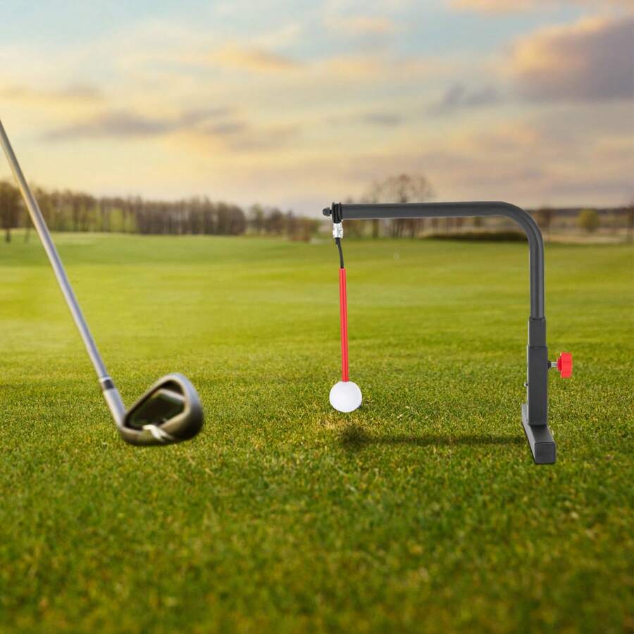 OUKANING Golf Swing Trainer Aid Golf Practice Swing Groover & Hitting Training Adjustable - Đen và Đỏ - Xem 1