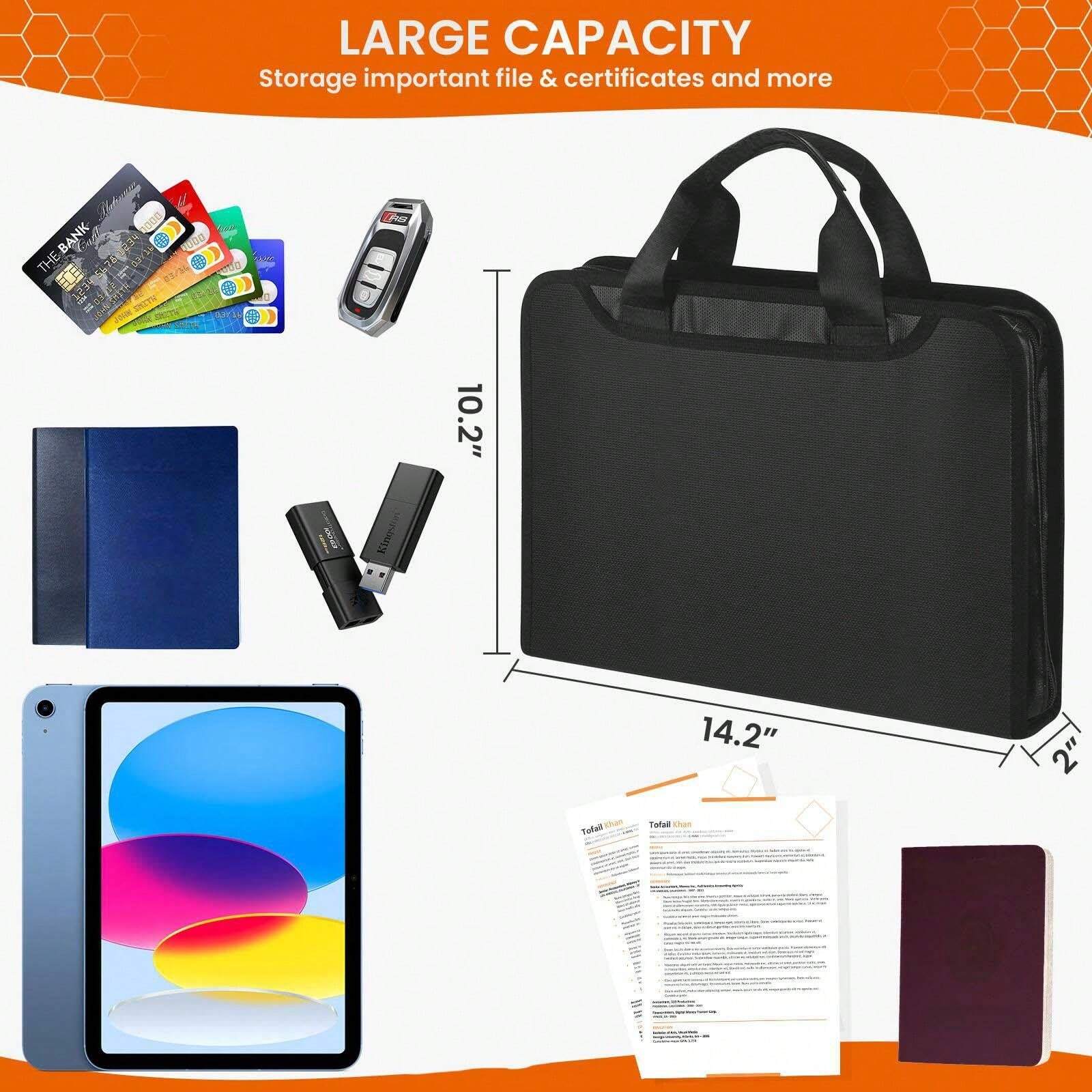 Accordion File Manager, Fireproof Expansion Folder With Multiple