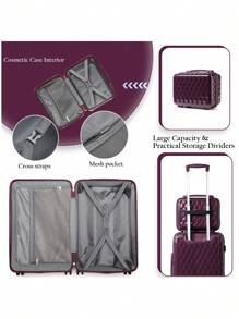 Sea Choice Luggage Sets 3 Piece Hard Shell PC+ABS Durable Suitcases With Cosmetic Case Trolley Travel Suitcase - Purple - View 5