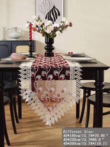 Đàn organza Chất vải , Tinh tế Rỗng Ren , Đầy màu sắc Thêu Kỹ thuật công nghệ , Khăn trải bàn Bếp , Chống vết bẩn Bàn Dây đeo , Thảm trải bàn , Đệm , Nhà Đồ trang trí , Ngày lễ Đồ trang trí , Buổi tiệc Lễ cưới Loạt Khăn trải bàn 1 Miếng - Màu Đỏ Sâu - Xem 3