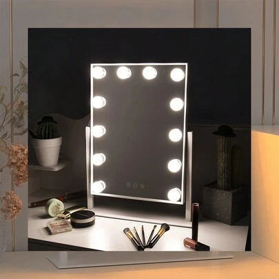 Conjunto de 12 piezas de luces de espejo de tocador, 3 colores de luz de maquillaje para bombillas LED regulables, iluminación de espejo con alimentación USB para mesa de tocador, enchufe USB, para iluminación diaria del maquillaje