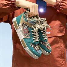 男士休闲运动鞋，百搭时尚高帮系带运动鞋，双色字母设计，适合户外、驾驶、跑步、工作、度假、篮球，大码 39-47 - 薄荷綠 - 查看 17