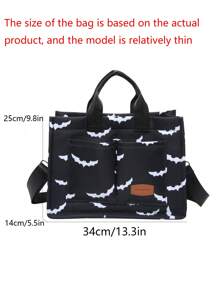 Versatile Bat Hobo Shoulder Bag For Women Purse And Handbag, Large Capacity Multi-Pocket Canvas Shoulder Commuter Bag Handbags, Lightweight Casual Tote Shoulder Messenger Bag, Students School Laptop Bags Minimalist Sport Backpack With Multi Compartments & Multi Pockets