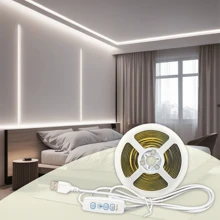 1 pezzo Striscia LED COB dimmerabile da 5V, con controller a tre pulsanti, la luminosità può essere regolata liberamente, la striscia può essere tagliata e incollata liberamente, adatta per armadietti, tavoli, comodini e altre decorazioni luminose.