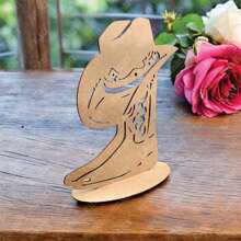 12 Centros de Mesa Bota Vaquero 25cm MDF - Natural MDF - Ver 1