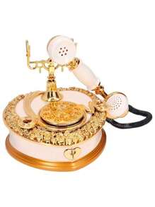1pc Luxury Vintage Telephone Shaped Music Box, Decorative Storage Box Music Box Desktop Artwork, Suitable For Home Decor, Friends, Family, Couples, Kids Birthday Gift