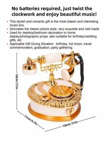 1pc Luxury Vintage Telephone Shaped Music Box, Decorative Storage Box Music Box Desktop Artwork, Suitable For Home Decor, Friends, Family, Couples, Kids Birthday Gift