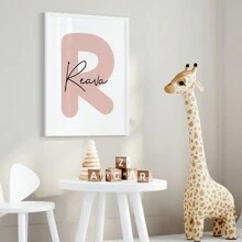 Set de 3 carteles personalizados con nombre de niña en lienzo, póster personalizado con nombre para decoración del hogar, impresiones en lienzo de dibujos animados de animales como león, elefante y jirafa para sala de estar, dormitorio, guardería de niña, habitación de niños y niños, decoración del hogar, regalo perfecto y decoración, regalo sin marco, Día de San Valentín, decoración del Día de San Valentín a prueba de agua, anti-moho, estiloso, adorable, personalizado de alta calidad, único, regalos ideales para ella, hijo, hija, estudiantes escolares, niños para aniversarios, cumpleaños, escuela, oficina, hogar