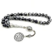 Colgante de obsidiana natural importada con Arwen, rosario de 33 cuentas de piedras preciosas para oración islámica, pulsera árabe Tasbih