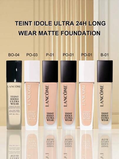Lancôme 兰蔻 Teint Idole Ultra 24H 持久哑光粉底液 B0-04 30ml/1 盎司 | 防水防汗配方，适合全天使用 | 提供全覆盖效果和柔焦效果 | 全新改良配方，打造完美哑光妆效 | 适合油性肌肤，控制油光，减少毛孔 | 适合日常使用