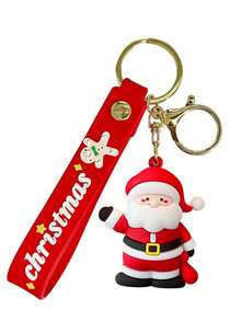 Chaveiro de Natal, presente, chaveiro fofo de desenho animado de Natal, chaveiro de silicone com pulseira de Papai Noel, para mochila escolar, pingente de carro, decoração de mochila, aniversário, presente de Natal