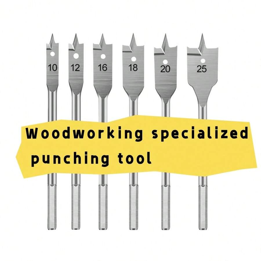 6pcs Flat Wood Drill Bit Set, Drawer Latch Mortising Chisel,