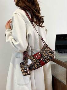 Regalo navideño Estilo retro Maillard de 2025 Chica sexy Y2K con estampado de leopardo en el hombro