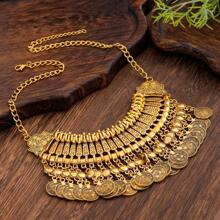 1 chiếc vòng cổ tua rua dài trang trí phong cách Boho dành cho nữ, vòng cổ to bản - Vàng - Xem 4