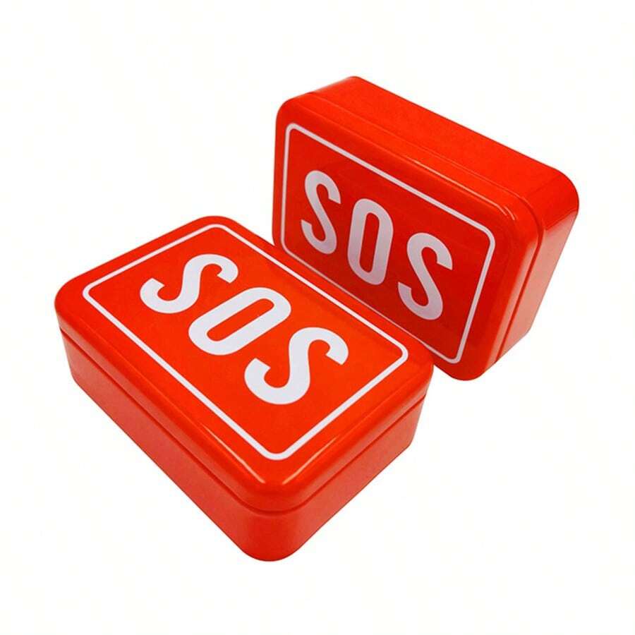 Stainless Steel SOS Pill Box, Empty Portable First Aid Container For