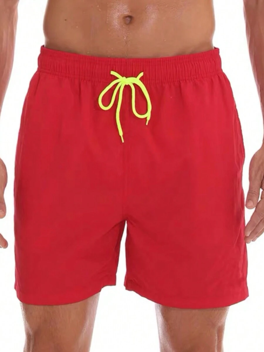 Imported Tactel Bermuda Beach Shorts Men's Quick-Drying Swimming Trunks Summer Swimming Trunks - Đỏ - Xem 1