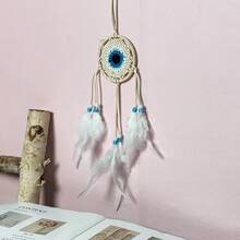 1 chiếc đồ trang trí treo mini phong cách Thổ Nhĩ Kỳ thủ công móc len, đồ bắt giấc mơ Evil Eye, thích hợp cho xe hơi, túi xách và trang trí nhà cửa - Nhiều màu - Xem 7